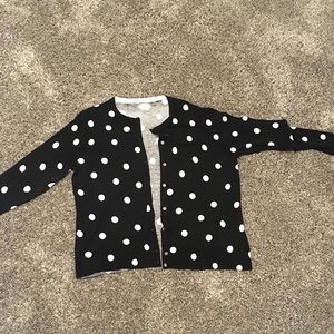 Polkadot cardigan.